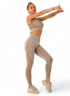 Plan A Women Workout Set High Waist Bra and Leggings Set Backless Sports Jumpsuit 2 Piece Workout Rompers Yoga Running Gym Suit  - Image 4