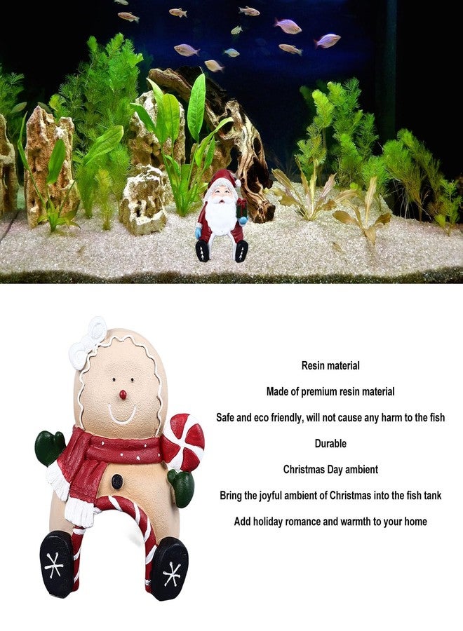 FUZHUI Christmas Aquarium Decoration, Festive resins Ornaments for Fish, to and Safe, Multipurpose Home Office Decor, Brings Joyful Ambient, and Long (Christmas Gingerbread Man) - Image 5