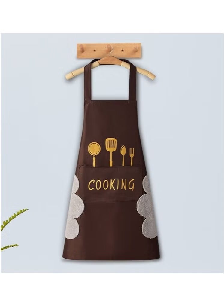 2 Pack Kitchen Apron with Hand Wipe,Waterproof and Oil Proof Chef Cooking Apron,Cooking Bib Aprons - Image 2