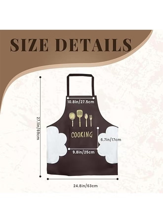 2 Pack Kitchen Apron with Hand Wipe,Waterproof and Oil Proof Chef Cooking Apron,Cooking Bib Aprons - Image 5