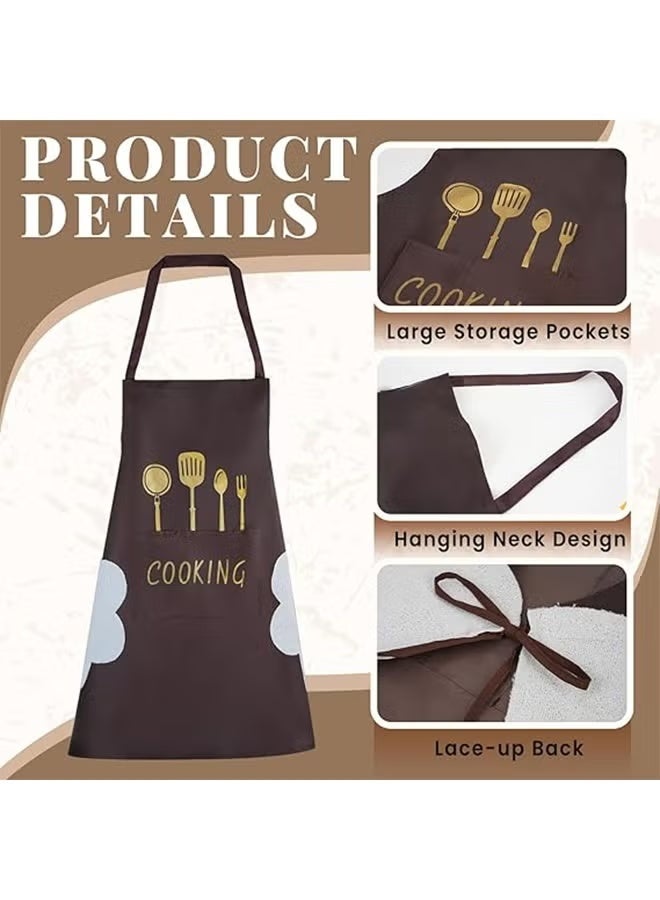2 Pack Kitchen Apron with Hand Wipe,Waterproof and Oil Proof Chef Cooking Apron,Cooking Bib Aprons - Image 4