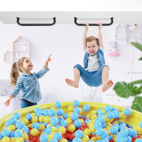 BiJun17 inch Metal Playground Handles,Monkey Bars Indoor Heavy Duty Ceiling Grab Bars for Indoor Outdoor Playgrounds Climbing Frames,Treehouses and Wall ladders (Black Set of 4) - Image 4