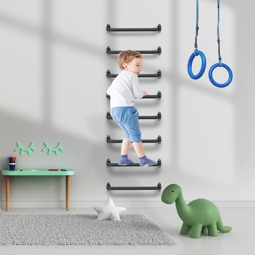 BiJun17 inch Metal Playground Handles,Monkey Bars Indoor Heavy Duty Ceiling Grab Bars for Indoor Outdoor Playgrounds Climbing Frames,Treehouses and Wall ladders (Black Set of 4) - Image 3