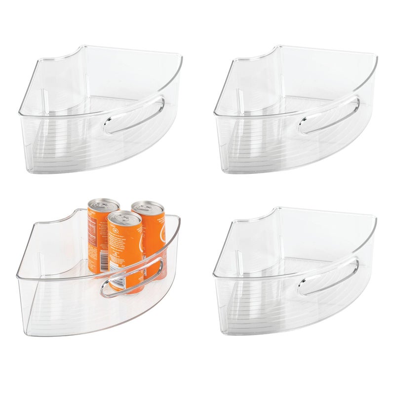 iDesign Plastic Lazy Susan Cabinet Storage Bin 14 Wedge Container for Kitchen Pantry Counter BPAFree 1275 x 75 x 425 Set of 4 Clear