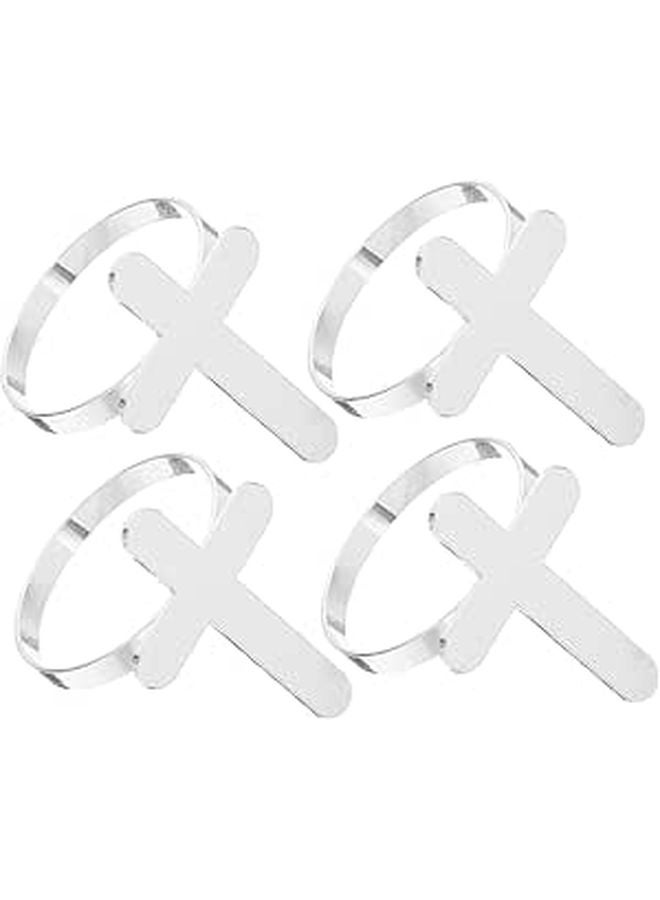 Silver Napkin Rings Set Of 4 Serviette Holders For Wedding Dinner Party Table Decor - Image 1