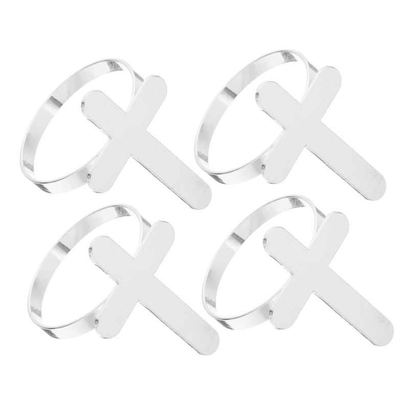 Silver Napkin Rings Set Of 4 Serviette Holders For Wedding Dinner Party Table Decor - Image 2