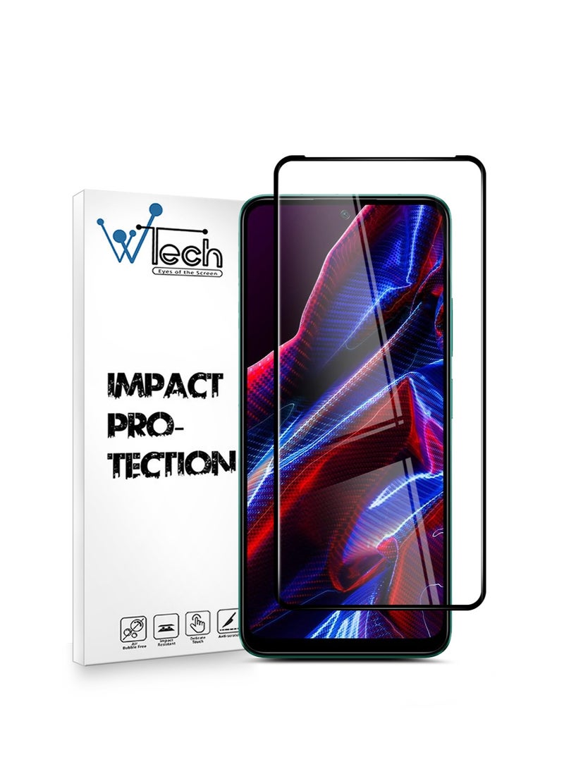 Wtech Premium E2E Full Glue Full Cover Tempered Glass Screen Protector For Xiaomi Poco X5 5G 2023 Clear/Black - Image 1