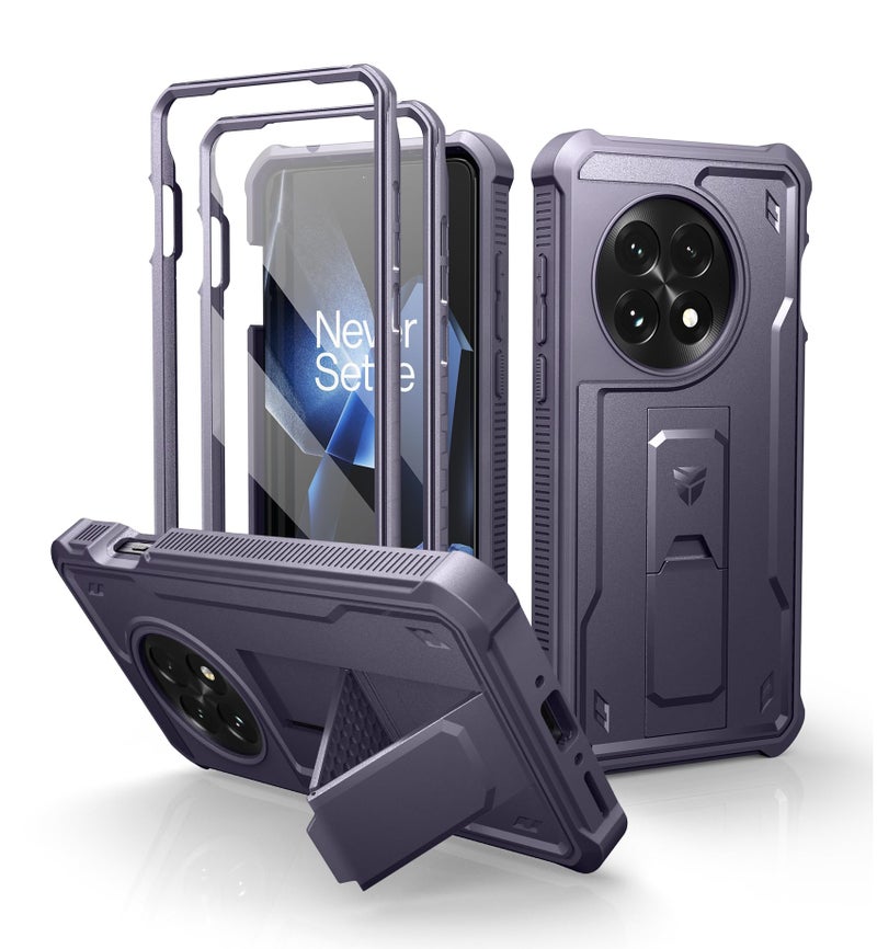 Dexnor for OnePlus 13 Case, [2 Front Frame] [Built-in Screen Protector & Kickstand] [Work with Fingerprint ID] Heavy Duty Protection Shockproof Case for OnePlus 13 5G (2025), Phantom Purple - Image 1