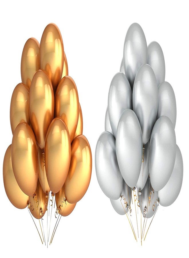 Vail Creations MADE IN INDIA 10inch Metallic Balloons for Birthday Decoration/Anniversary Party Decoration(Gold + Silver,Pack of 200) - Image 1