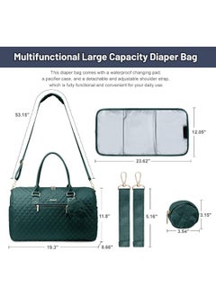 Lovevook LOVEVOOK Diaper Bag Tote with Pacifier Case and Changing Pad, Large Capacity Mommy Bag for Hospital and Weekender Travel, Functional Baby Bag Newborn Baby Essential, Dark Green, Large  - Image 3