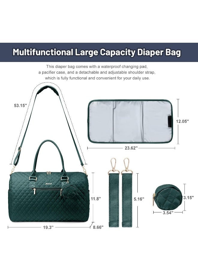 Lovevook LOVEVOOK Diaper Bag Tote with Pacifier Case and Changing Pad, Large Capacity Mommy Bag for Hospital and Weekender Travel, Functional Baby Bag Newborn Baby Essential, Dark Green, Large  - Image 3