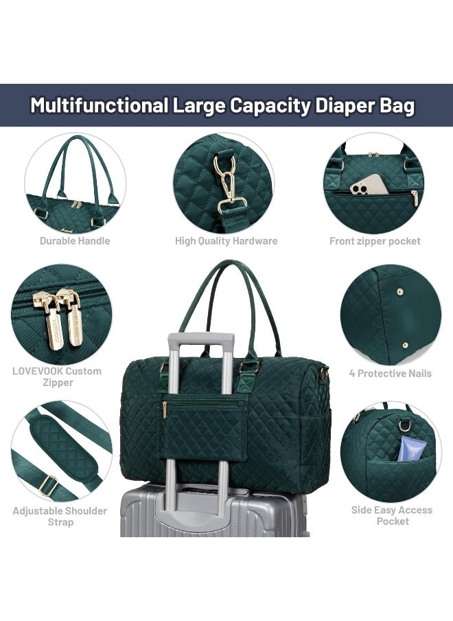 Lovevook LOVEVOOK Diaper Bag Tote with Pacifier Case and Changing Pad, Large Capacity Mommy Bag for Hospital and Weekender Travel, Functional Baby Bag Newborn Baby Essential, Dark Green, Large  - Image 5