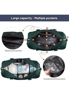 Lovevook LOVEVOOK Diaper Bag Tote with Pacifier Case and Changing Pad, Large Capacity Mommy Bag for Hospital and Weekender Travel, Functional Baby Bag Newborn Baby Essential, Dark Green, Large  - Image 4