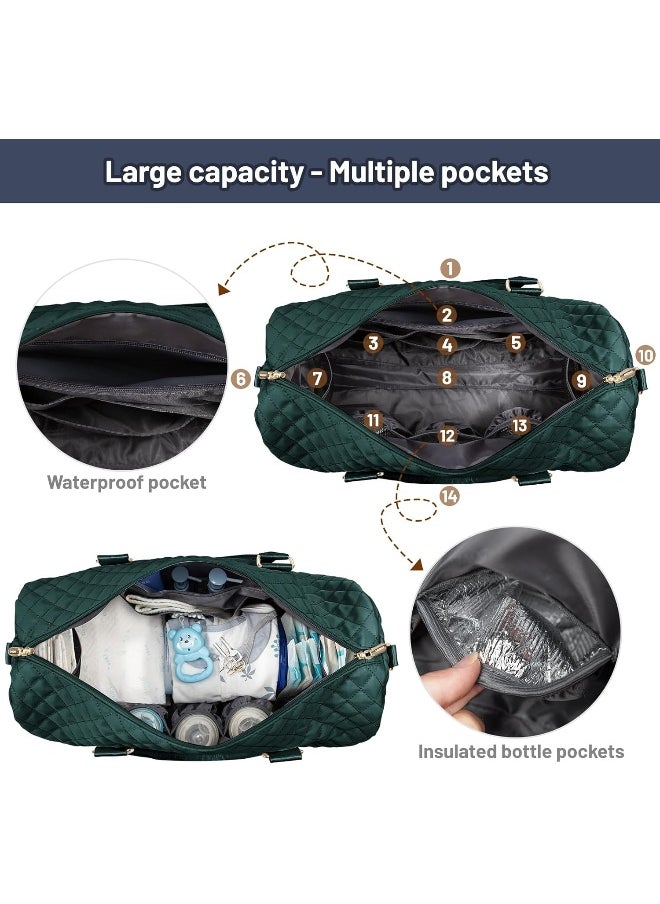 Lovevook LOVEVOOK Diaper Bag Tote with Pacifier Case and Changing Pad, Large Capacity Mommy Bag for Hospital and Weekender Travel, Functional Baby Bag Newborn Baby Essential, Dark Green, Large  - Image 4