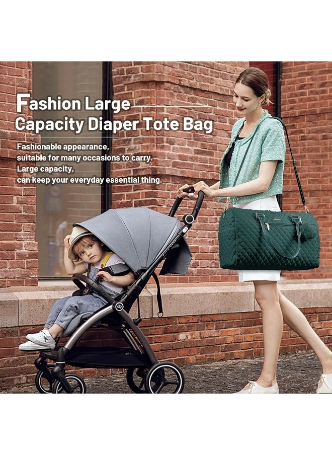 Lovevook LOVEVOOK Diaper Bag Tote with Pacifier Case and Changing Pad, Large Capacity Mommy Bag for Hospital and Weekender Travel, Functional Baby Bag Newborn Baby Essential, Dark Green, Large  - Image 2