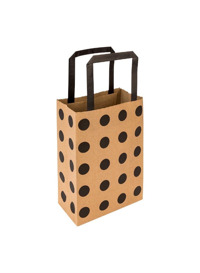 Restaurantware Saving Nature 5.9 x 3.1.5 x 8.27 Inch Shopping Bags, 100 Small Retail Bags With Handles - Polka Dots, Sustainable, Kraft Paper Merchandise Bags, For Wedding, Birthday Party Favor - Image 1