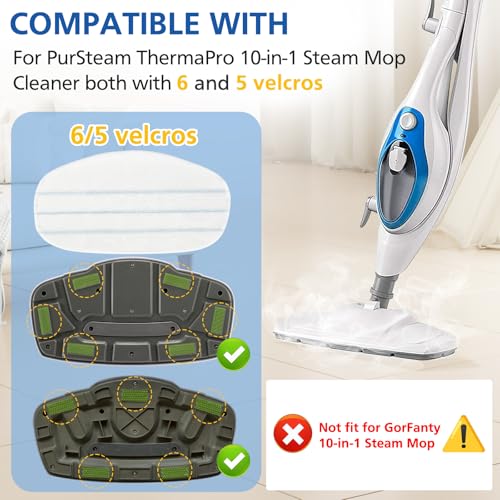 LINNIW 6 Pack Replacement Steam Mop Pads Compatible for PurSteam ThermaPro 10-in-1 - Image 2