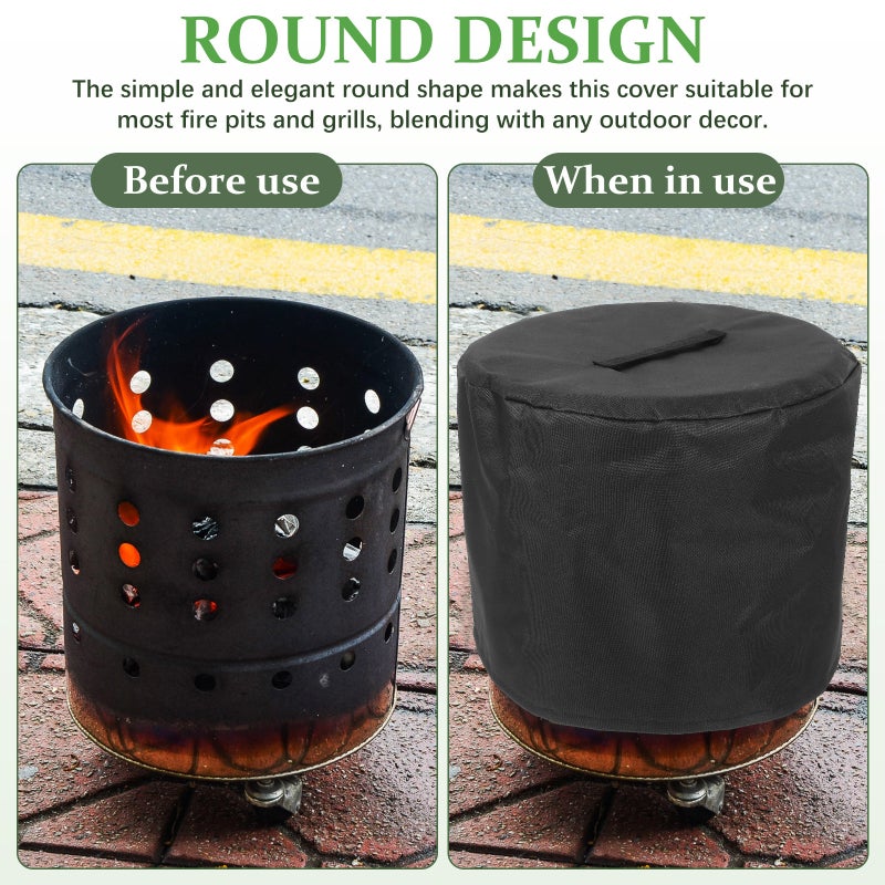 Portable Oxford Cloth Fire Pit Cover Courtyard Fire Pit Outdoor Rain Cover for Patio - Image 3