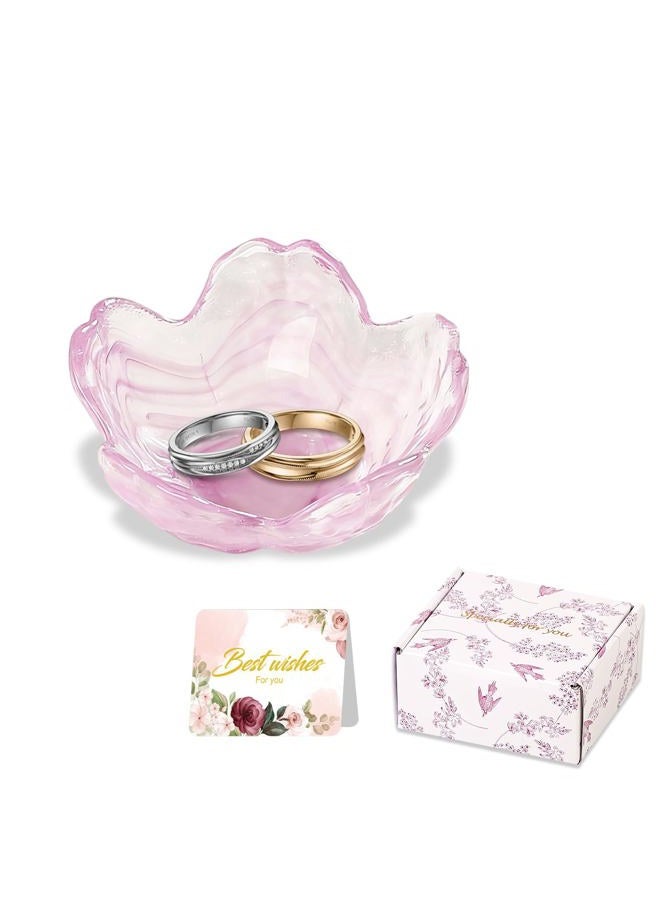 Binoster Flower Jewelry Dish Ring Holder Jewelry Tray Cute Vanity Organiser Room Decor Aesthetic Nightstand Bathroom Bedroom Decor Trinket Dish Small Valentine's Friendship Christmas Birthday Gifts for Women - Image 1