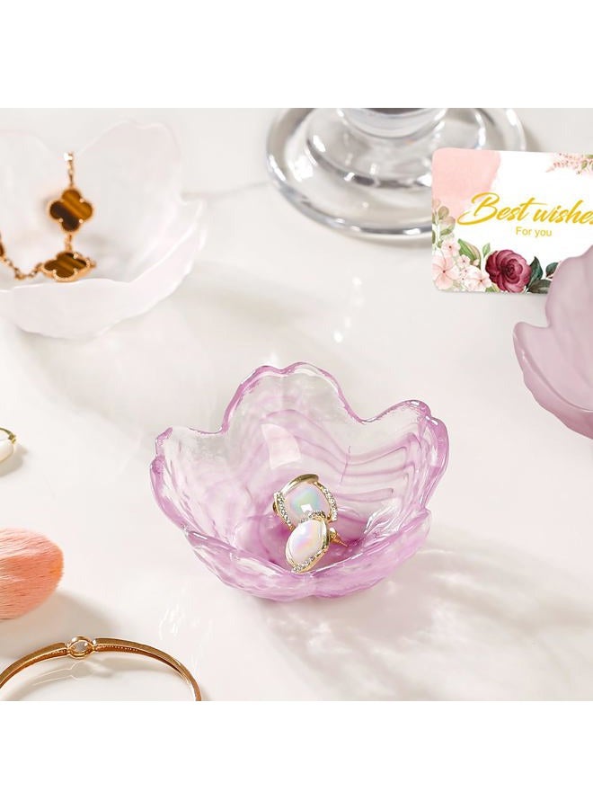 Binoster Flower Jewelry Dish Ring Holder Jewelry Tray Cute Vanity Organiser Room Decor Aesthetic Nightstand Bathroom Bedroom Decor Trinket Dish Small Valentine's Friendship Christmas Birthday Gifts for Women - Image 2