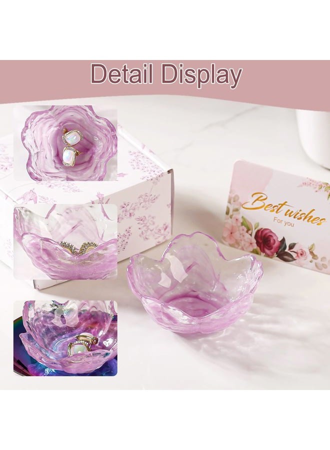 Binoster Flower Jewelry Dish Ring Holder Jewelry Tray Cute Vanity Organiser Room Decor Aesthetic Nightstand Bathroom Bedroom Decor Trinket Dish Small Valentine's Friendship Christmas Birthday Gifts for Women - Image 4