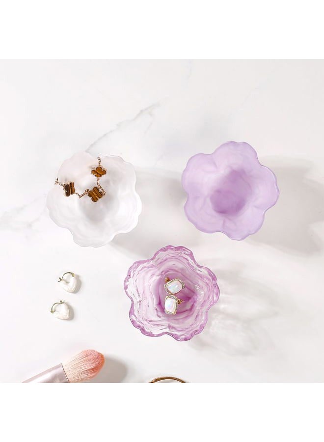 Binoster Flower Jewelry Dish Ring Holder Jewelry Tray Cute Vanity Organiser Room Decor Aesthetic Nightstand Bathroom Bedroom Decor Trinket Dish Small Valentine's Friendship Christmas Birthday Gifts for Women - Image 3