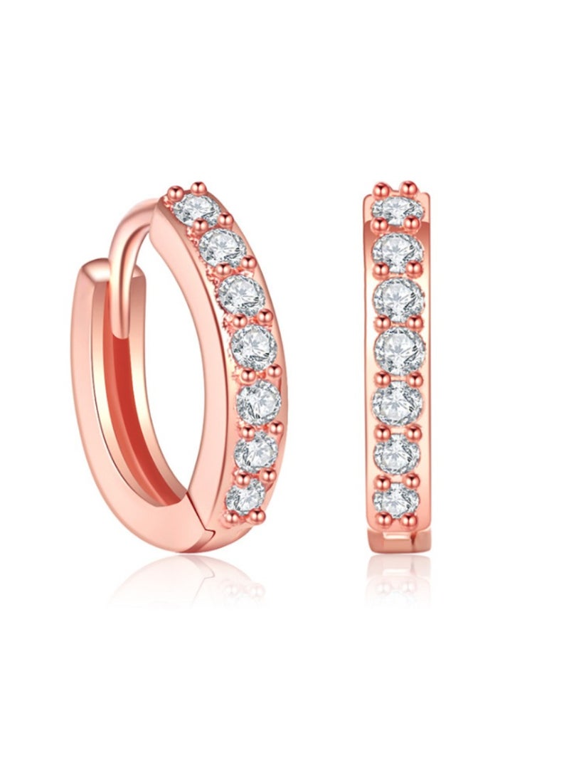 Soko Mesh Diamond Rose Gold Hoop Earrings - Hypoallergenic Diamond Huggies for Women - Sparkling Elements - Elevate Style with Rose Gold Jewelry - Elegant Designs for Any Occasion.  - Image 1