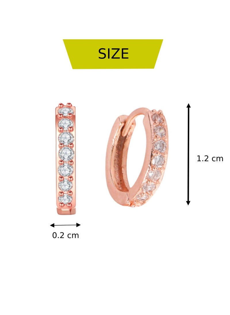 Soko Mesh Diamond Rose Gold Hoop Earrings - Hypoallergenic Diamond Huggies for Women - Sparkling Elements - Elevate Style with Rose Gold Jewelry - Elegant Designs for Any Occasion.  - Image 3