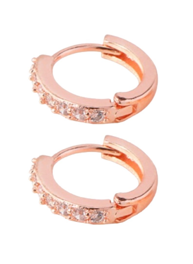 Soko Mesh Diamond Rose Gold Hoop Earrings - Hypoallergenic Diamond Huggies for Women - Sparkling Elements - Elevate Style with Rose Gold Jewelry - Elegant Designs for Any Occasion.  - Image 5