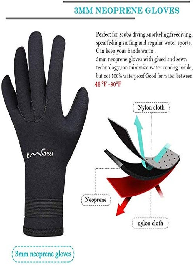 OMGear Neoprene Gloves Diving Wetsuit Gloves 3mm 5mm Glued Anti-Slip Flexible Thermal with Adjustable Waist Strap for Snorkeling Scuba Diving Surfing Kayaking Rafting Spearfishing Sailing (Black, L) - Image 2