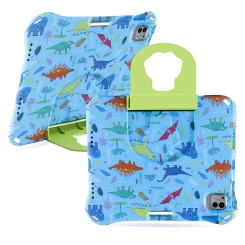 Topevoeon for iPad 12 A19 iPad 11 inch A16 iPad 10 10th 11th 12th Generation Dinosaur Tablet Case for Kids Boy Light EVA Kid Friendly Cover with Handle Kickstand Kid-Pro Shockproof Toddlers Blue - Image 1