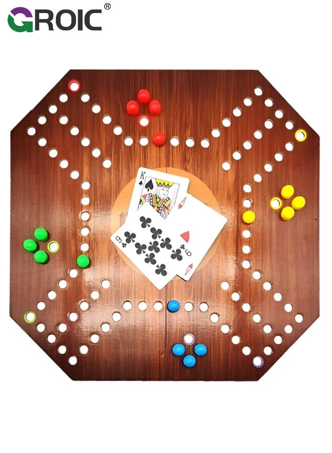 GROIC Jackaroo Board Game,Ludo Board Game,Folding Board Game for 4 Players with 16 Marbles and Cards,30 cm x 30 cm Size,Jackaroo Game Family Game Marble Game - Image 1