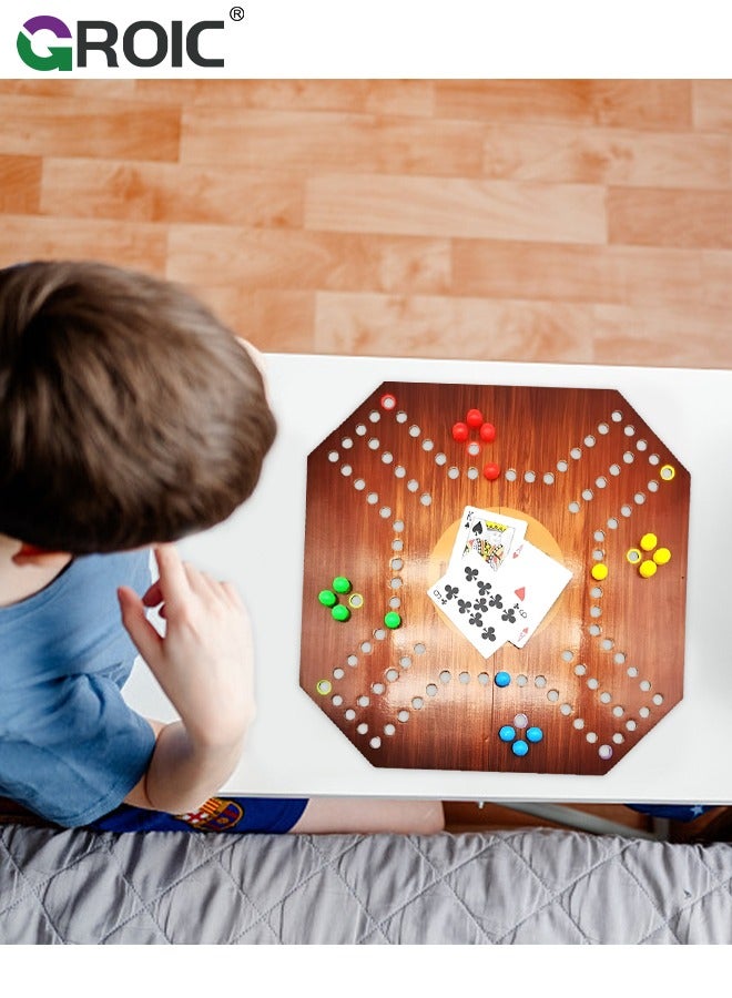 GROIC Jackaroo Board Game,Ludo Board Game,Folding Board Game for 4 Players with 16 Marbles and Cards,30 cm x 30 cm Size,Jackaroo Game Family Game Marble Game - Image 5