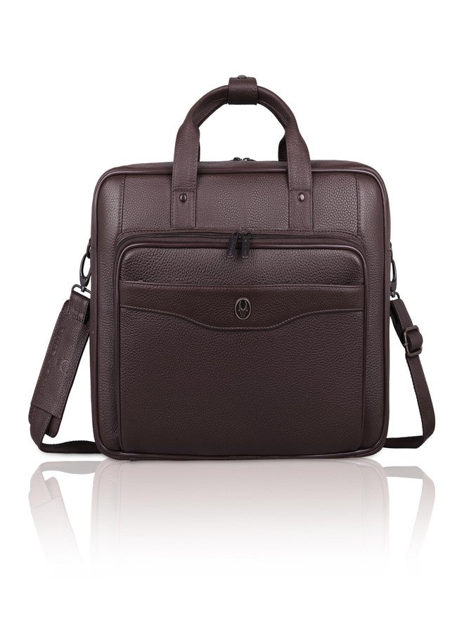 WildHorn Premium Leather Laptop Bag for Men | Handcrafted | Woven Texture, Adjustable Shoulder Strap, Fits 15.6-Inch Laptop | Ideal for Office, Travel, Daily Use - 1 Year Warranty (BROWN) - Image 2