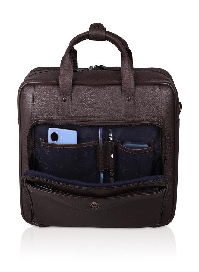 WildHorn Premium Leather Laptop Bag for Men | Handcrafted | Woven Texture, Adjustable Shoulder Strap, Fits 15.6-Inch Laptop | Ideal for Office, Travel, Daily Use - 1 Year Warranty (BROWN) - Image 4
