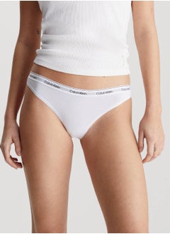 CALVIN KLEIN Women's 3 Pack Thongs - Modern Logo -  cotton stretch blend, Black  - Image 2