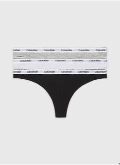CALVIN KLEIN Women's 3 Pack Thongs - Modern Logo -  cotton stretch blend, Black  - Image 1
