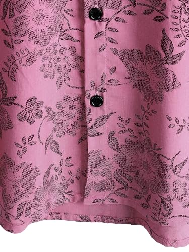 JOTOOK Mens Hawaiian Shirt Short Sleeve Button Down Tropical Shirts Casual Floral Summer Beach Shirt Medium Pink - Image 5
