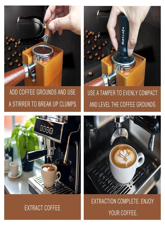 Boicafe 22 PCS 58mm Espresso Accessories Kit, 58mm Spring Loaded Calibrated Espresso Coffee Tamper Set with Tamper Mat, WDT Tool, Latte Art Kit, Frothing Pitcher and Towel for Coffee Making (58mm) - Image 5