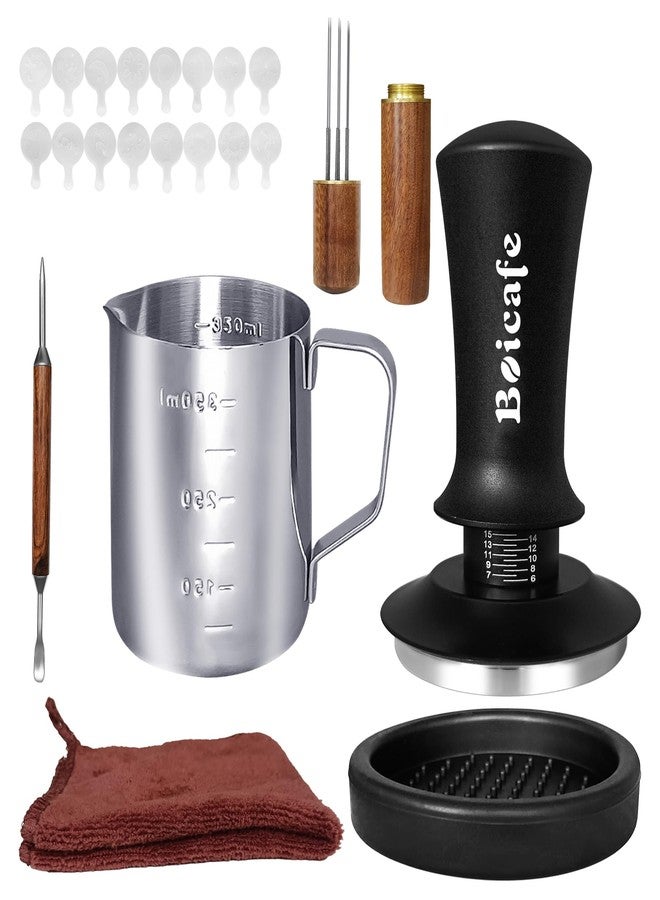 Boicafe 22 PCS 58mm Espresso Accessories Kit, 58mm Spring Loaded Calibrated Espresso Coffee Tamper Set with Tamper Mat, WDT Tool, Latte Art Kit, Frothing Pitcher and Towel for Coffee Making (58mm) - Image 1