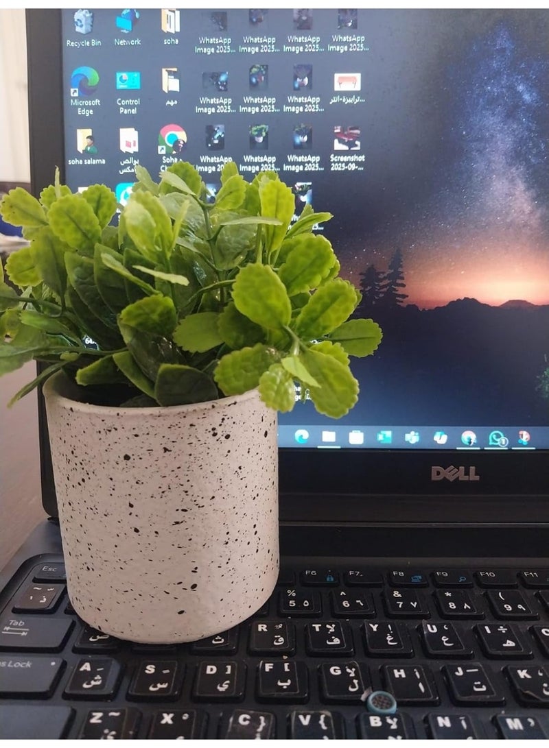 MySouqEg.Store قطعة واحدة - نبتة اصطناعية في وعاء - نبتة بأوراق عريضة صناعية خضراء في وعاء مزخرف لديكور المنزل والمكتب. - Image 4