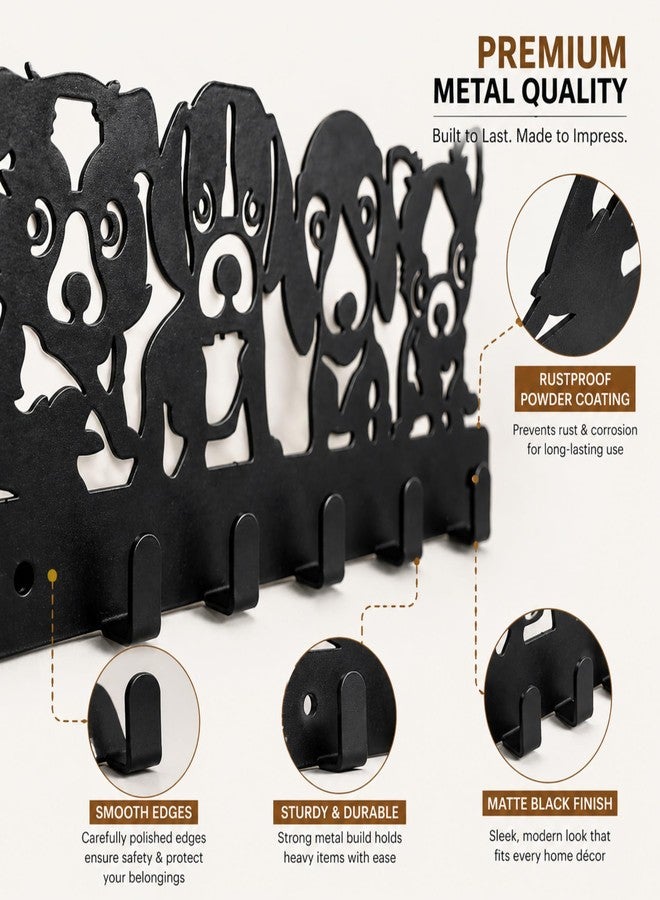 SHUCHI ESSENTIALS Shuchi Stylish Key Holder for Home Decor – Wall Mount Metal Key Hanger with 6 Hooks, Matte Black, Cute Dog Design – Key Stand for Wall, Key Chain Holder for Home - Image 4