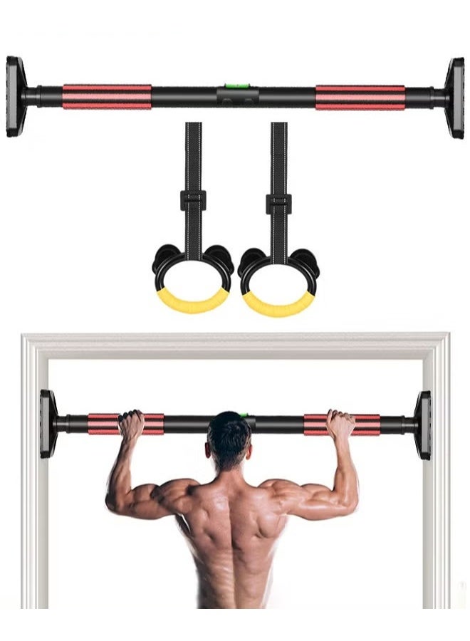 Door Pull Up Bar And Slings Straps,Rip-Resistant Heavy Duty Straps For Pull Up Bar,Abdominal Training Workout Equipment,Fitness Horizontal Bar,65-90CM Adjustable Width Workout Bars,Support 880 Ibs