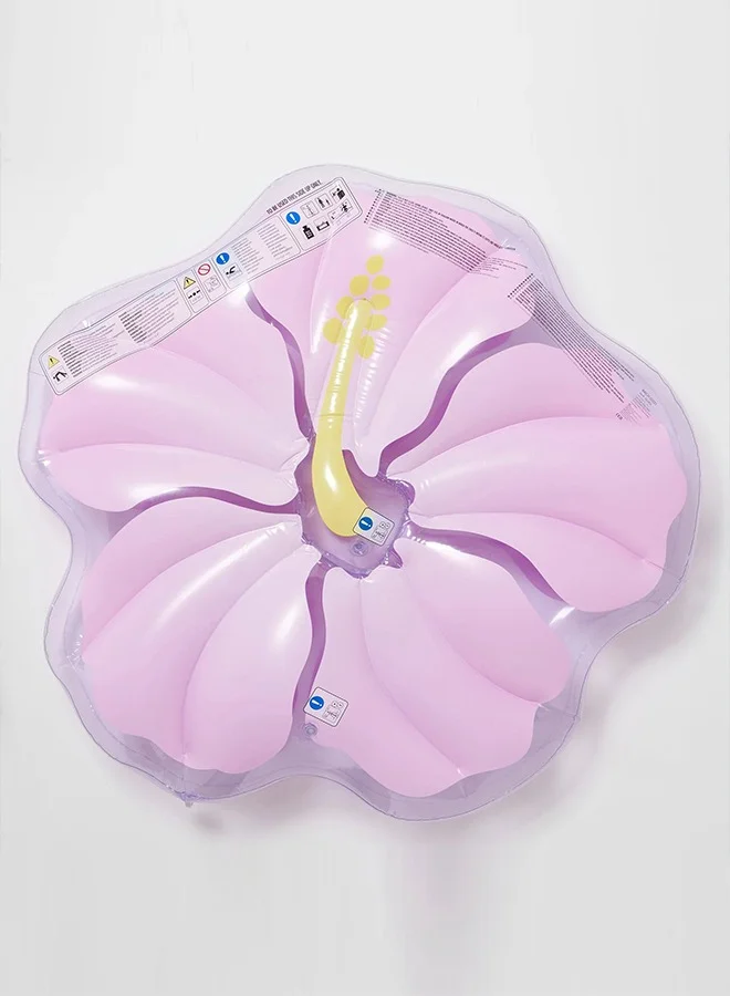 SUNNY LIFE Luxe Hibiscus Pool Float – Inflatable Lie-On Swim Lounger for Kids & Adults | Floral Pastel Water Toy | Summer Pool Accessory | Outdoor Swimming Essential | Beach & Pool Floatie