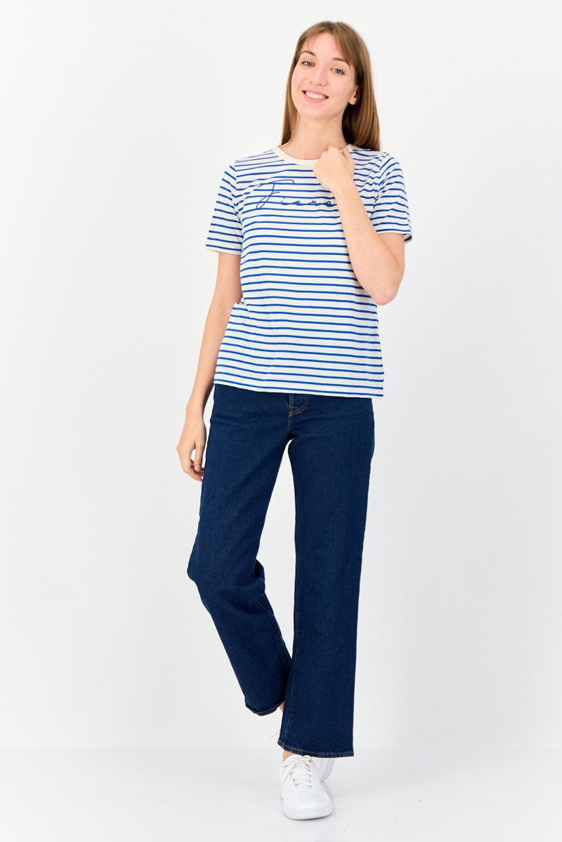 ONLY Jacqueline De Young x Only Women Regular Fit Short Sleeves Stipe T-Shirt, Multicolor  - Image 4