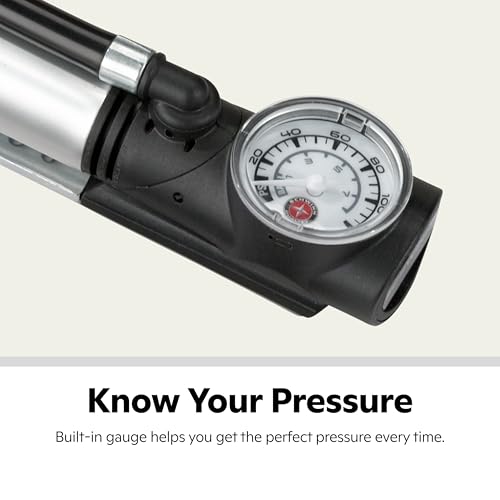 Schwinn Air Sport Pro Frame Pump, Black, Pressure Gauge, Portable, For Mountain, Cruiser and Electric Bikes, with Frame Mount Attachment, Dual Head for Schrader and Presta Valves, Manual Air Pump - Image 3