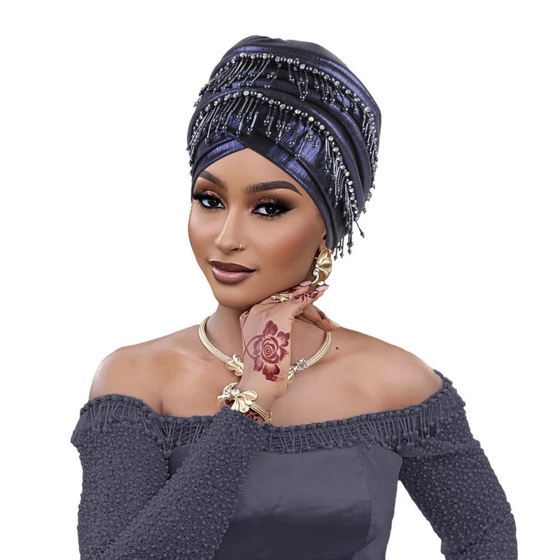 New Cross Border Cap Bronzing Forehead Bow African Turban Hat - Image 1