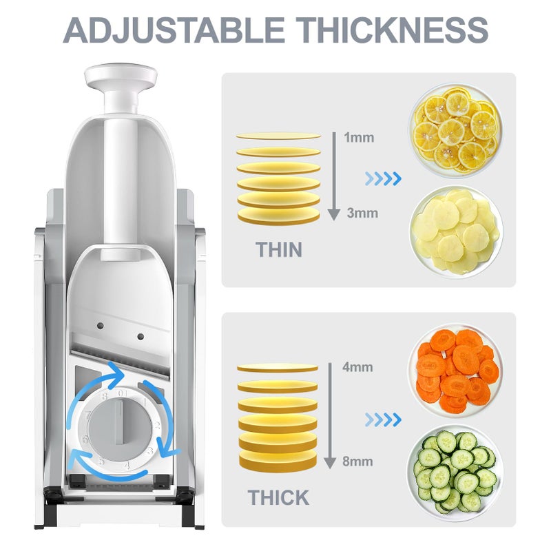 SupMaKin Safe Mandoline Slicer for Kitchen, Potato Slicer for Chips, Vegetable & Food Cutter,Thickness Adjustable 0.1-8 mm, Kitchen Faster Slice Artifact (Only Slicer) - Image 2