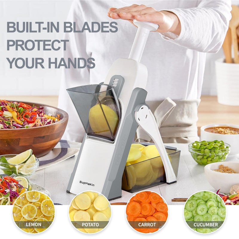 SupMaKin Safe Mandoline Slicer for Kitchen, Potato Slicer for Chips, Vegetable & Food Cutter,Thickness Adjustable 0.1-8 mm, Kitchen Faster Slice Artifact (Only Slicer) - Image 3