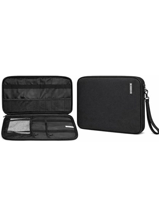 Portable Electronic Accessories Organizer Case Travel Cable Storage Pouch Zippered Gadget Holder Compact Bag Charger Earphone Power Bank Management Solution Black - Image 3
